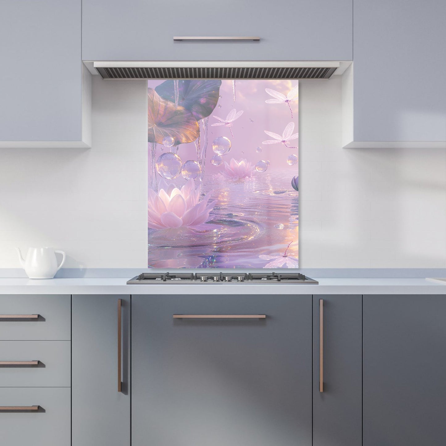 Enchanted Waterlilies and Bubbles Kitchen Splashback