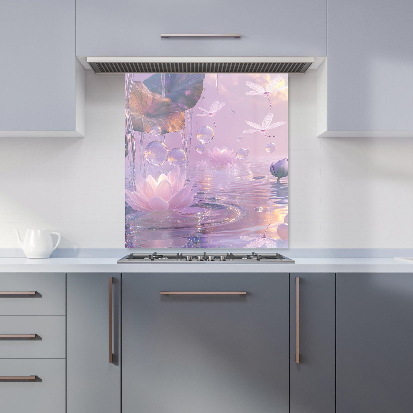 Enchanted Waterlilies and Bubbles Kitchen Splashback