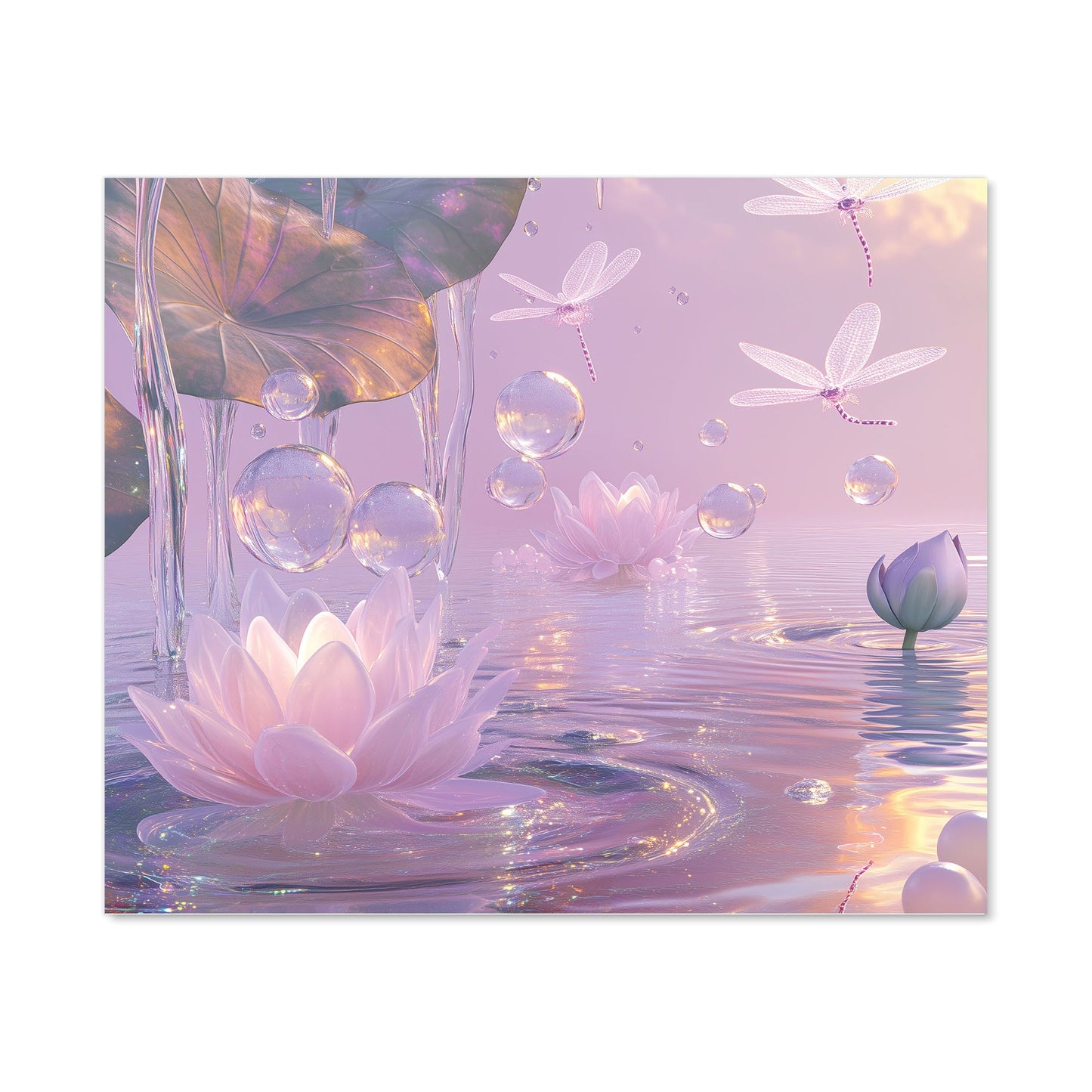 Enchanted Waterlilies and Bubbles Kitchen Splashback