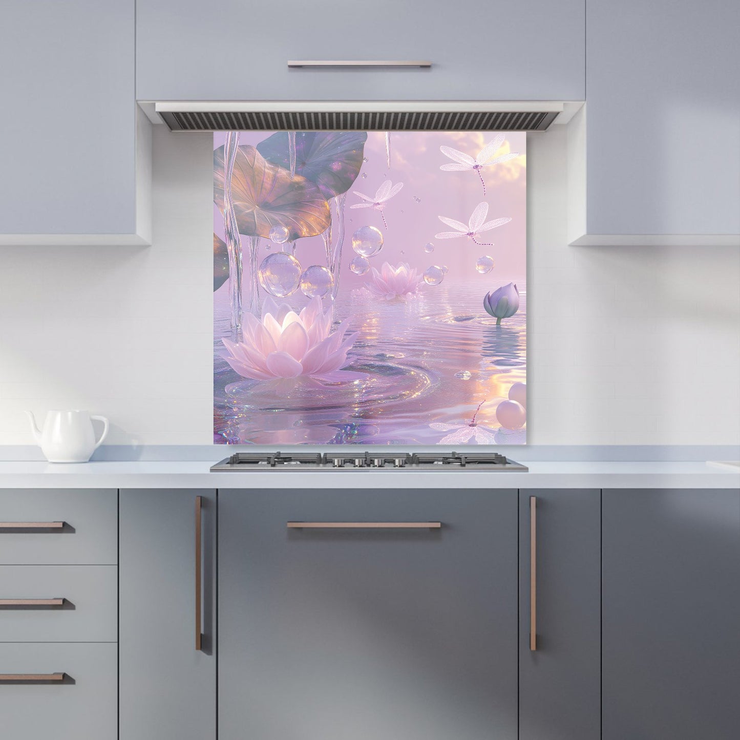 Enchanted Waterlilies and Bubbles Kitchen Splashback
