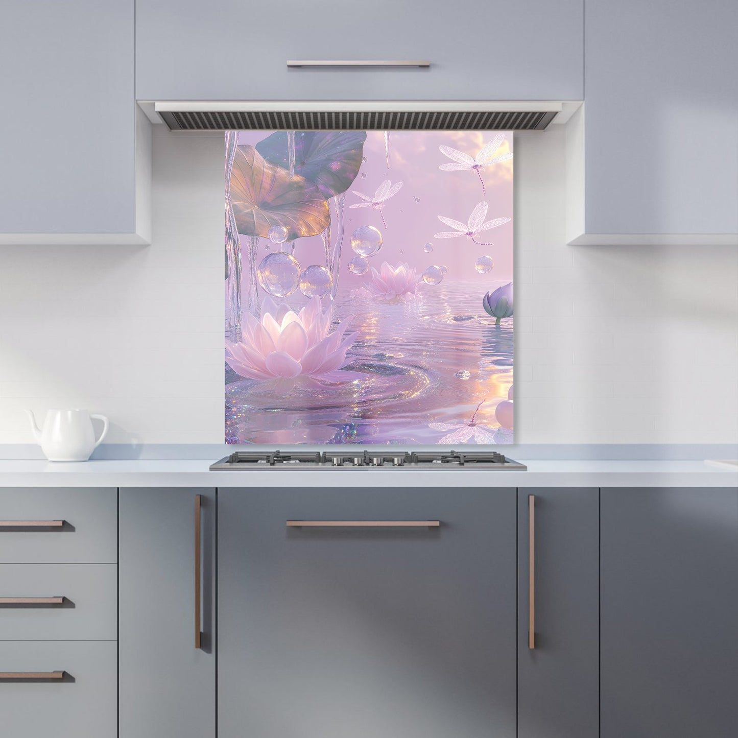 Enchanted Waterlilies and Bubbles Kitchen Splashback