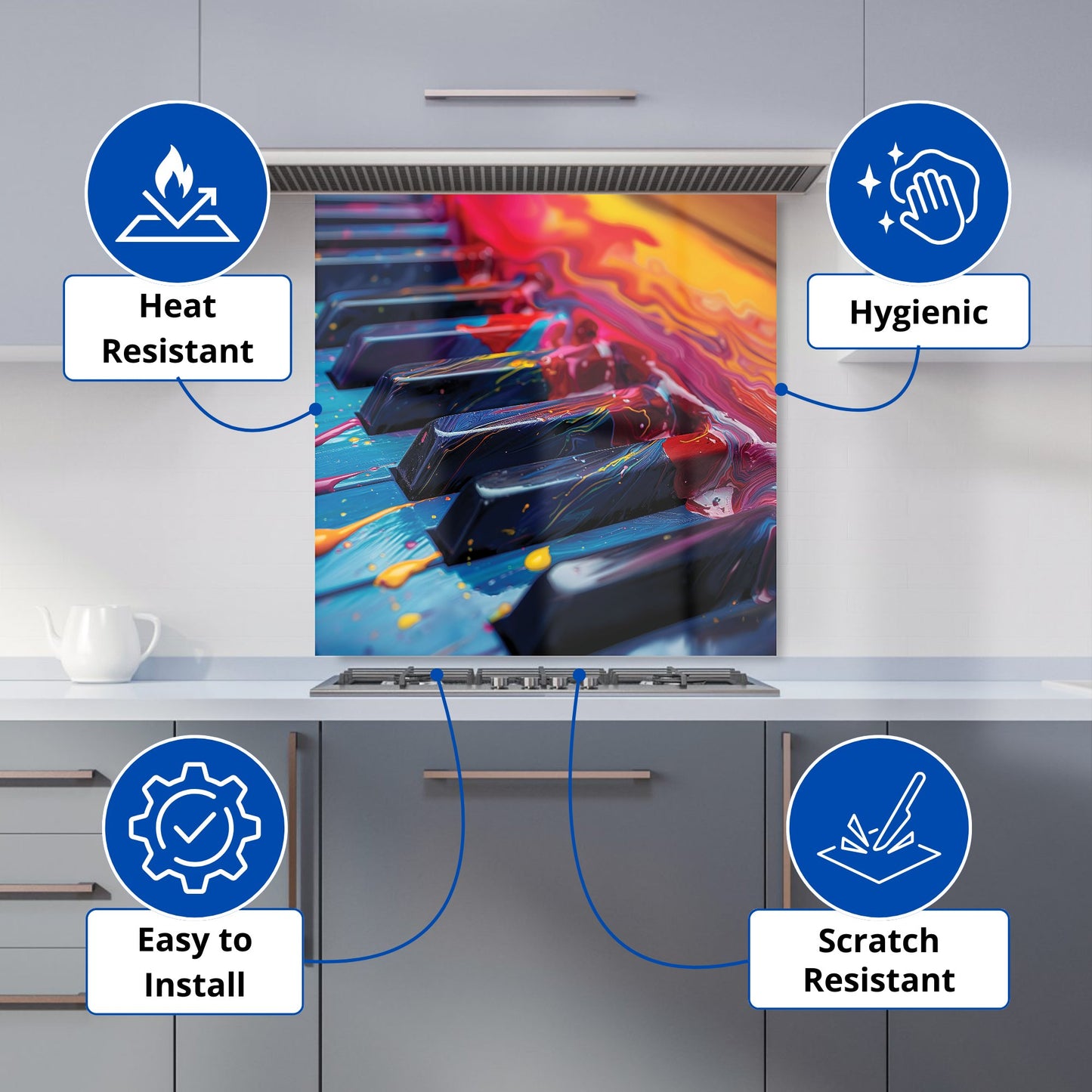 Colorful Melody: A Piano's Dream Kitchen Splashback