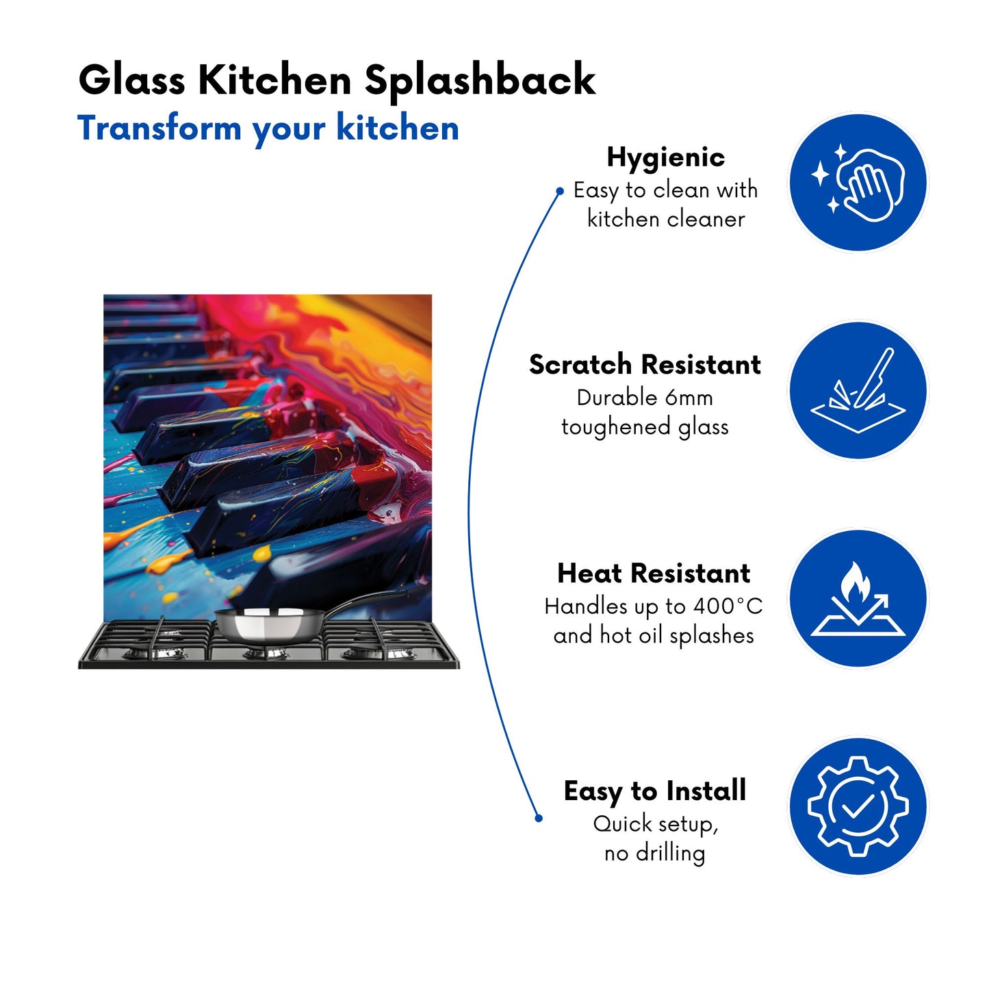 Colorful Melody: A Piano's Dream Kitchen Splashback