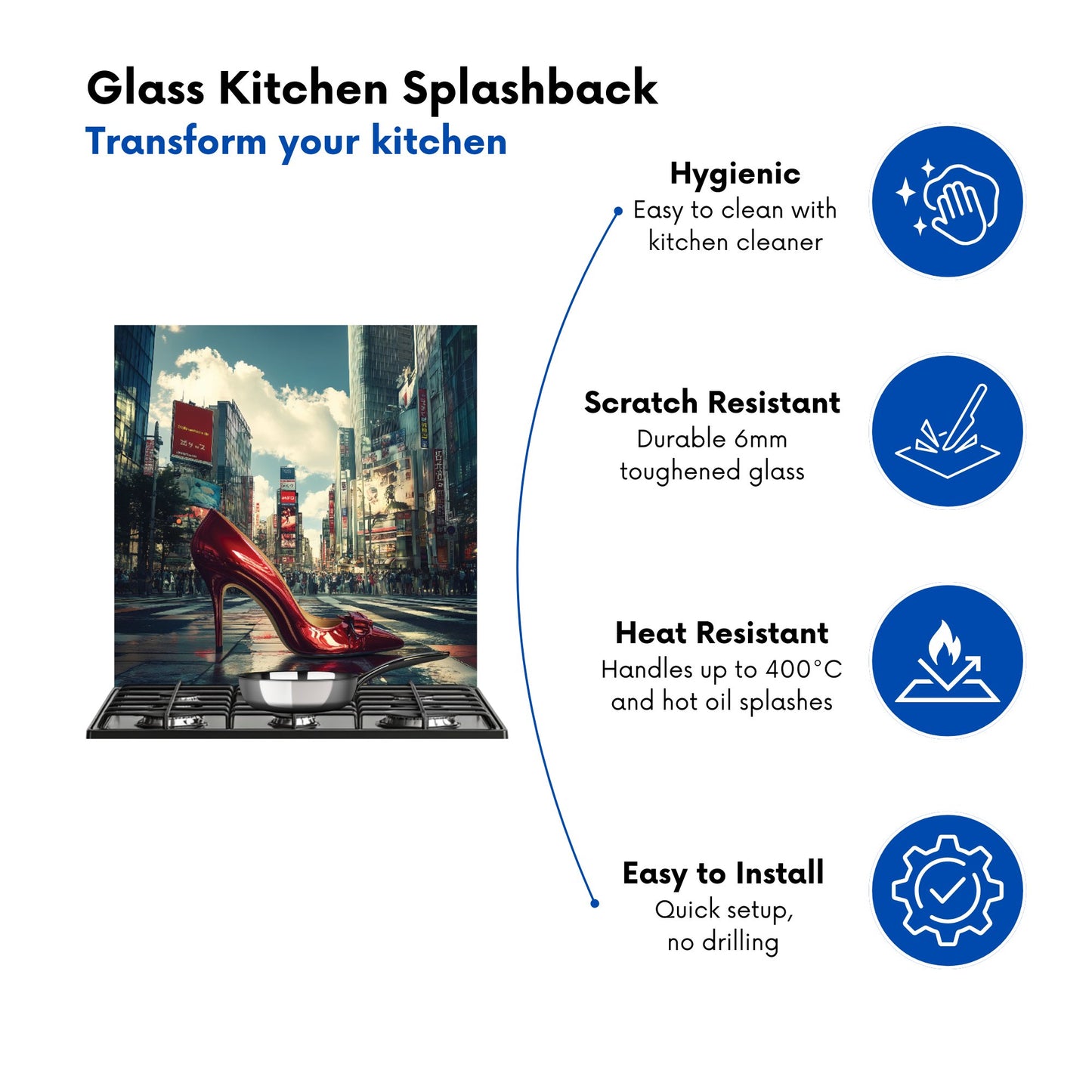 Red Stiletto in Urban Crosswalk Kitchen Splashback
