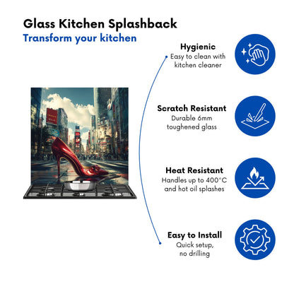 Red Stiletto in Urban Crosswalk Kitchen Splashback
