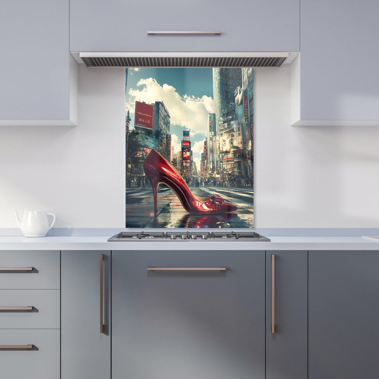 Red Stiletto in Urban Crosswalk Kitchen Splashback