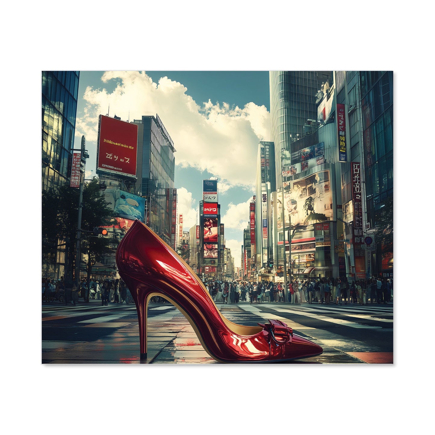 Red Stiletto in Urban Crosswalk Kitchen Splashback