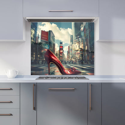 Red Stiletto in Urban Crosswalk Kitchen Splashback