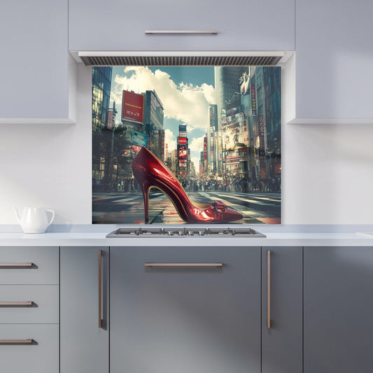 Red Stiletto in Urban Crosswalk Kitchen Splashback