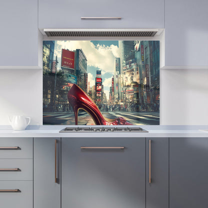 Red Stiletto in Urban Crosswalk Kitchen Splashback