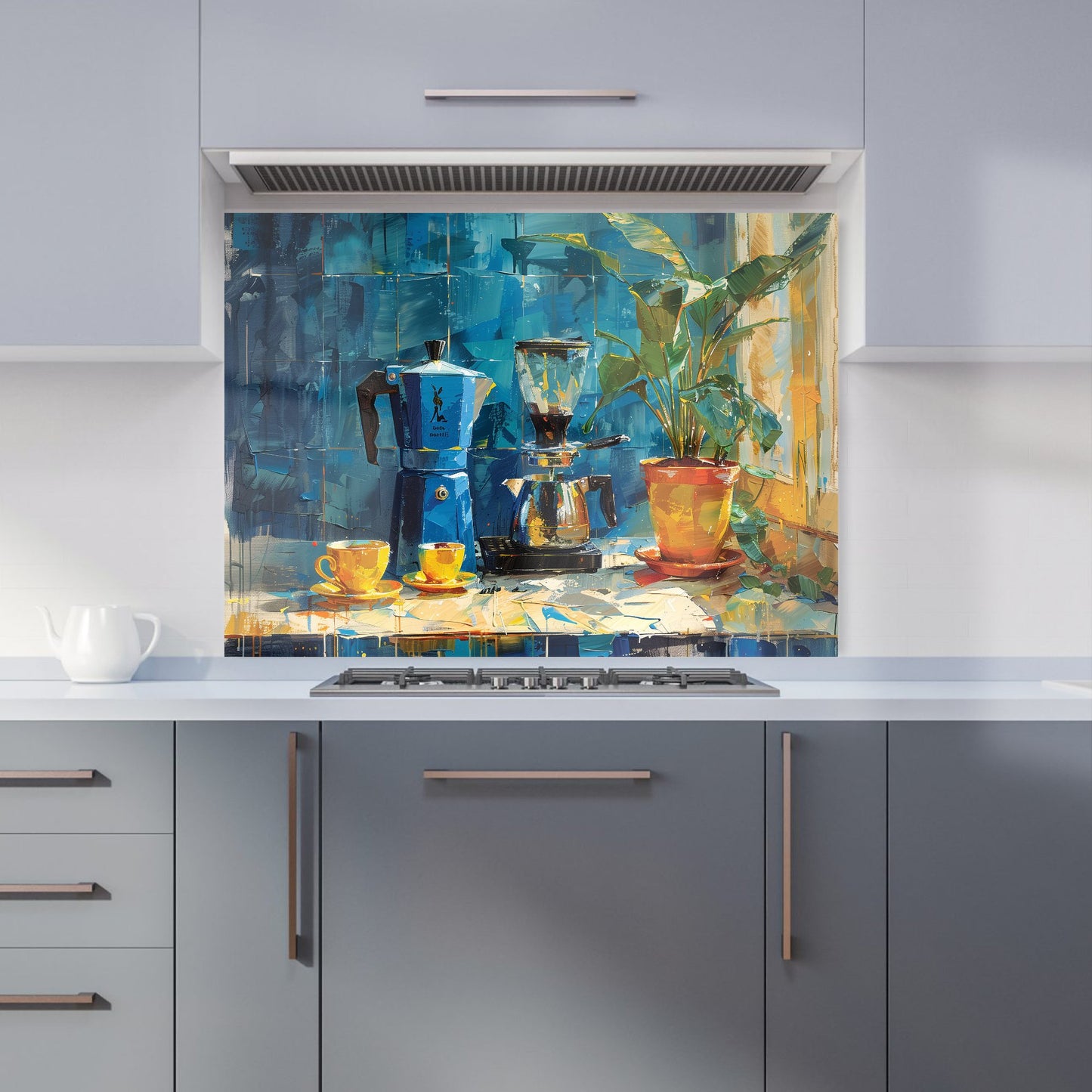 Morning Coffee: A Painterly View Kitchen Splashback