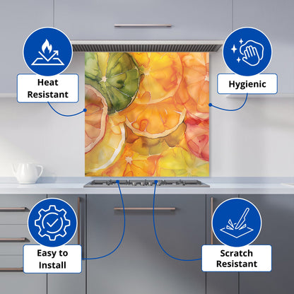 Citrus Swirl: Vibrant and Abstract Kitchen Splashback