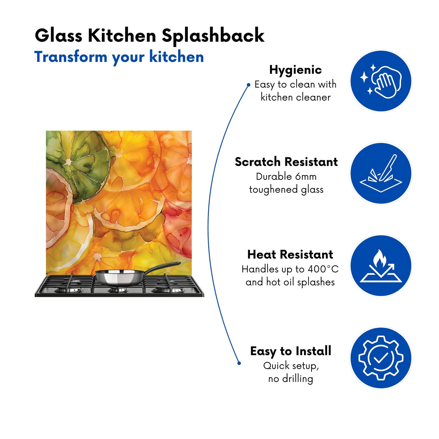 Citrus Swirl: Vibrant and Abstract Kitchen Splashback