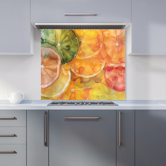 Citrus Swirl: Vibrant and Abstract Kitchen Splashback