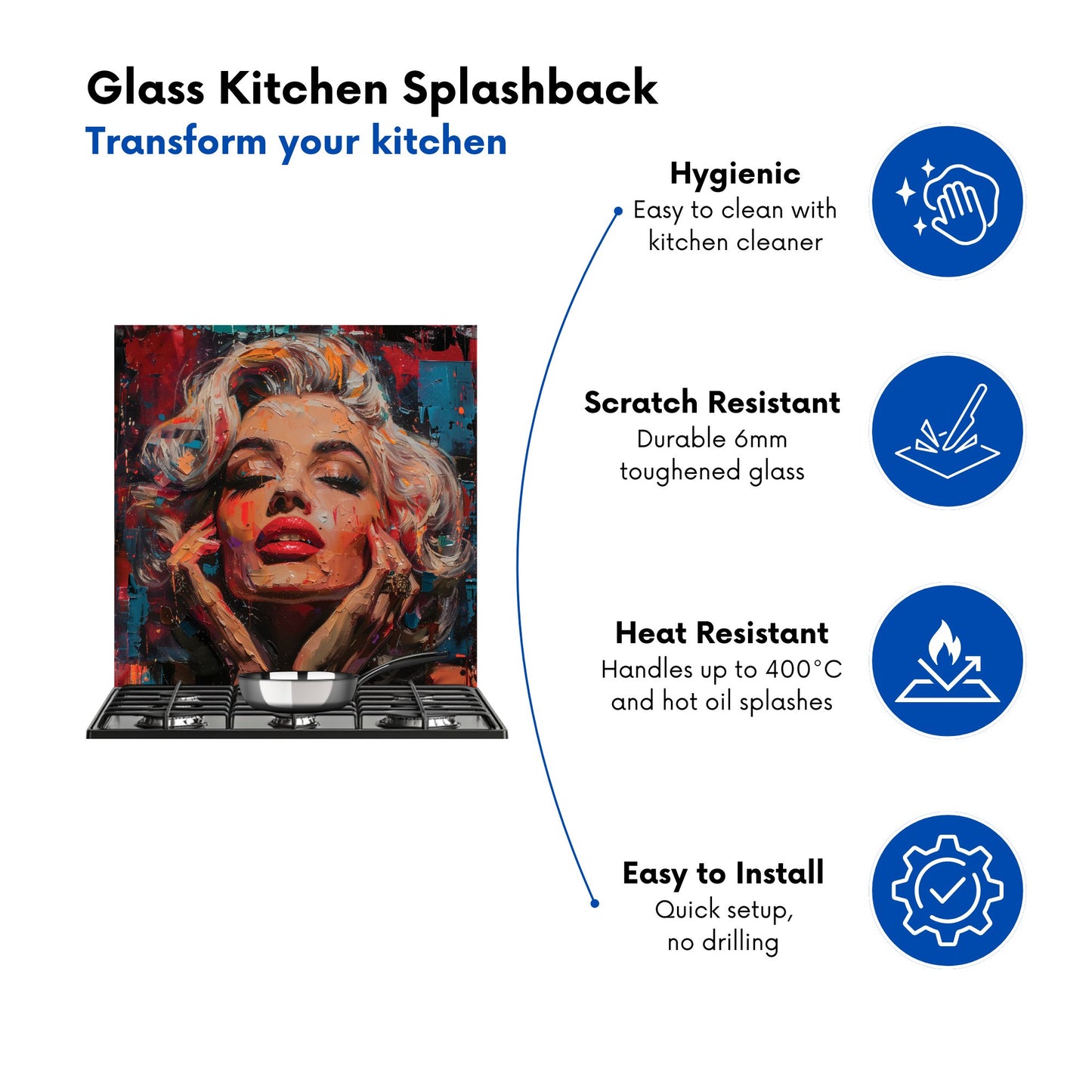 Vivid Marilyn: A Modern Expression Kitchen Splashback