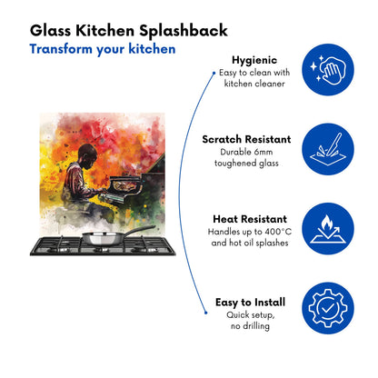 Young Virtuoso in Watercolor Symphony Kitchen Splashback