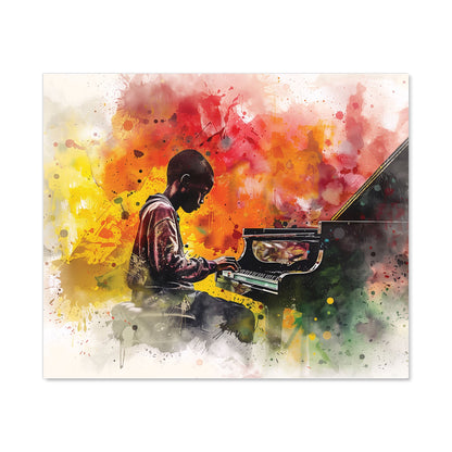 Young Virtuoso in Watercolor Symphony Kitchen Splashback