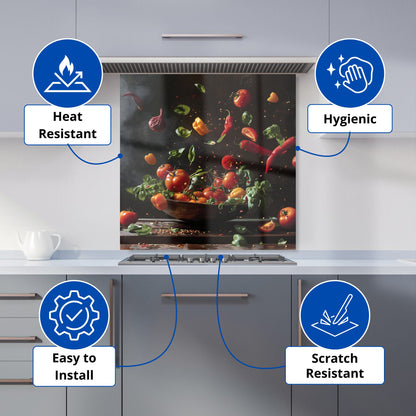 Dynamic Levitation: Vegetable Ballet Kitchen Splashback