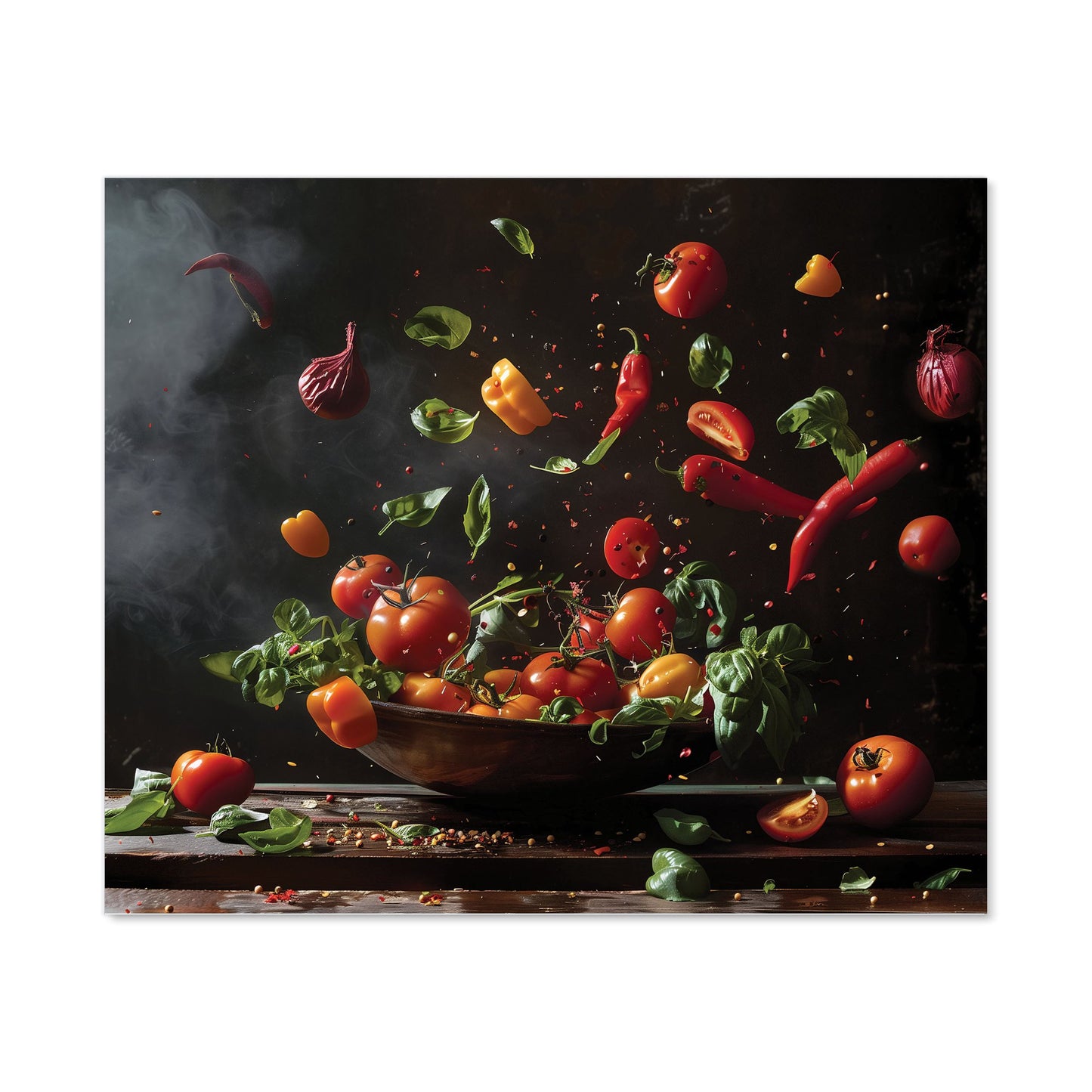 Dynamic Levitation: Vegetable Ballet Kitchen Splashback