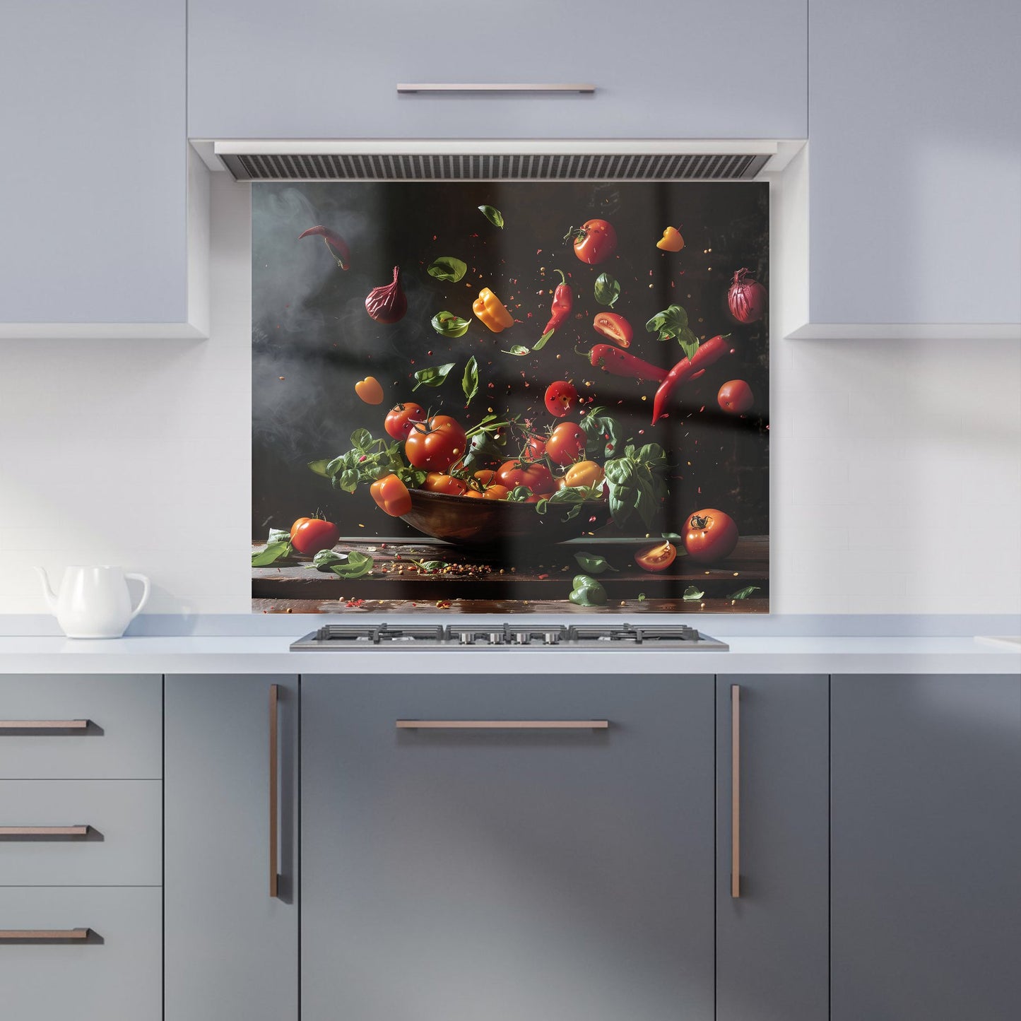 Dynamic Levitation: Vegetable Ballet Kitchen Splashback