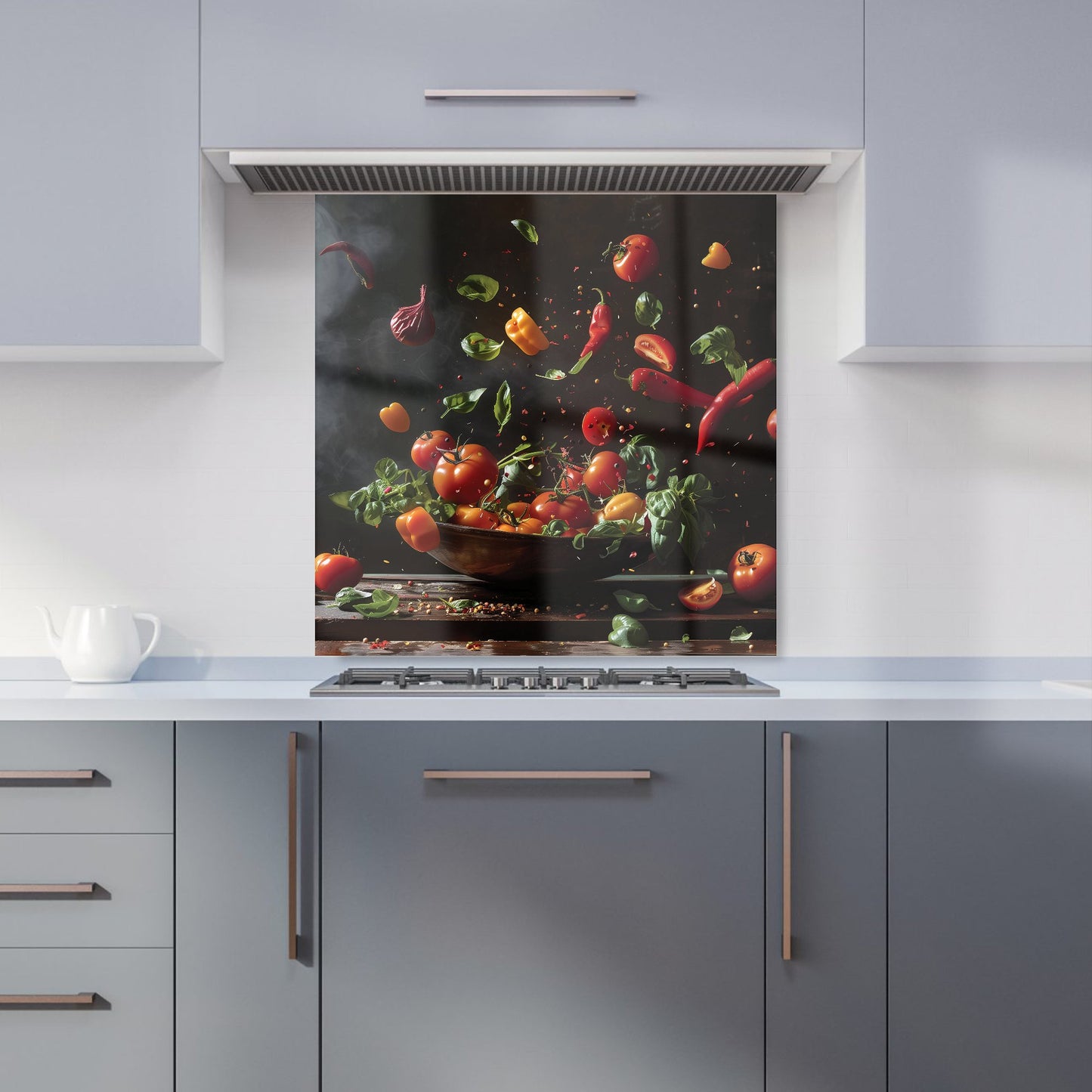 Dynamic Levitation: Vegetable Ballet Kitchen Splashback