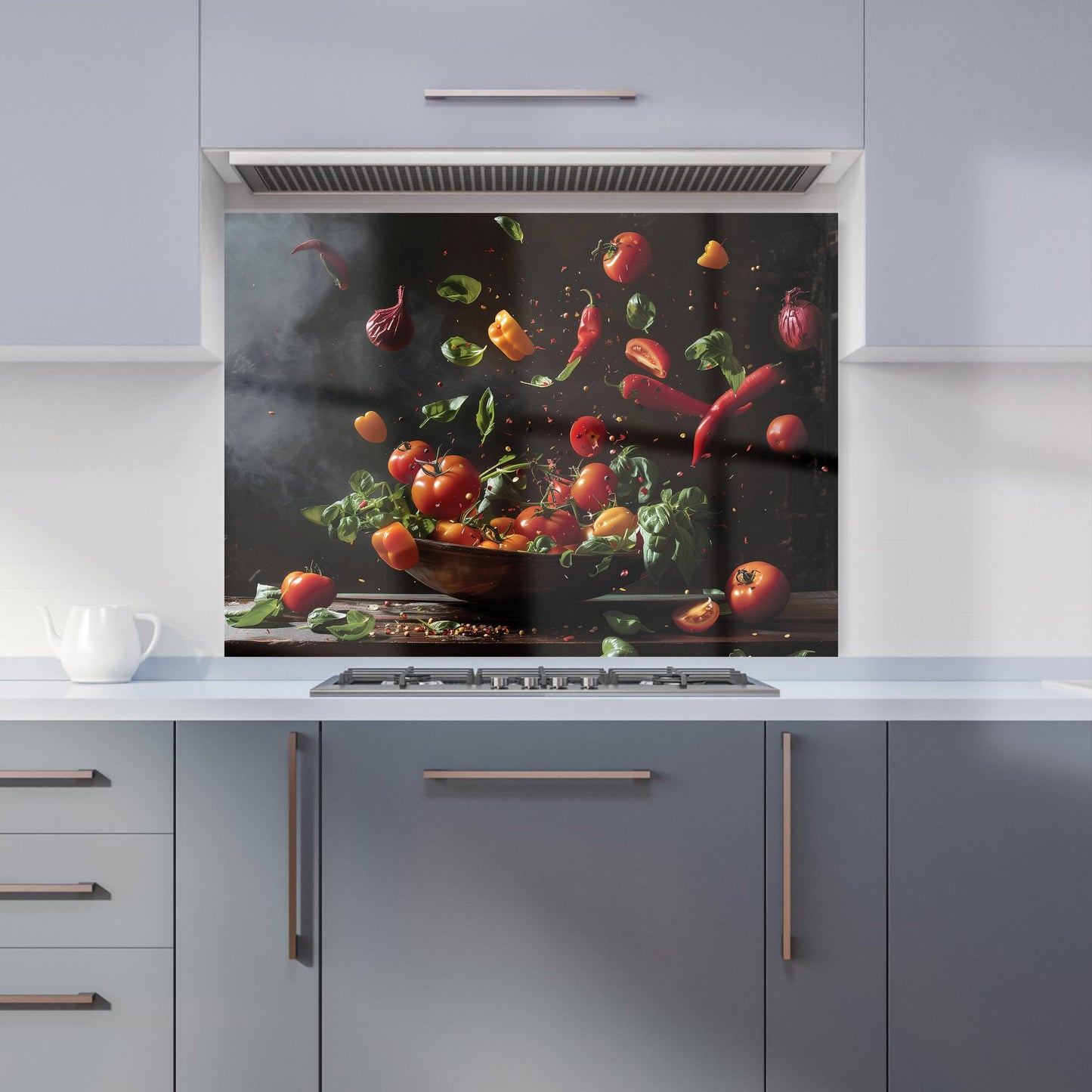 Dynamic Levitation: Vegetable Ballet Kitchen Splashback