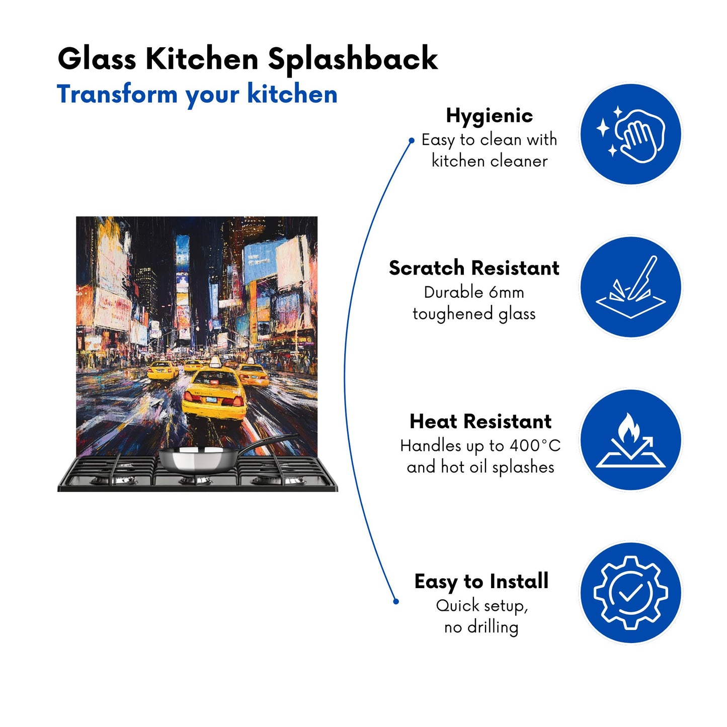 Times Square in Vivid Stroke Kitchen Splashback