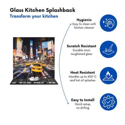 Times Square in Vivid Stroke Kitchen Splashback