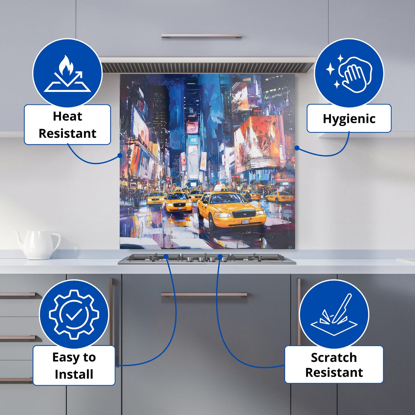 Neon Nights: Times Square Buzz Kitchen Splashback
