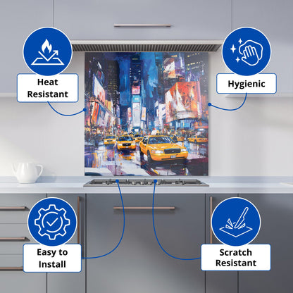Neon Nights: Times Square Buzz Kitchen Splashback
