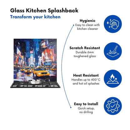 Neon Nights: Times Square Buzz Kitchen Splashback