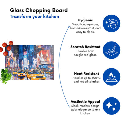 Neon Nights: Times Square Buzz Chopping Board