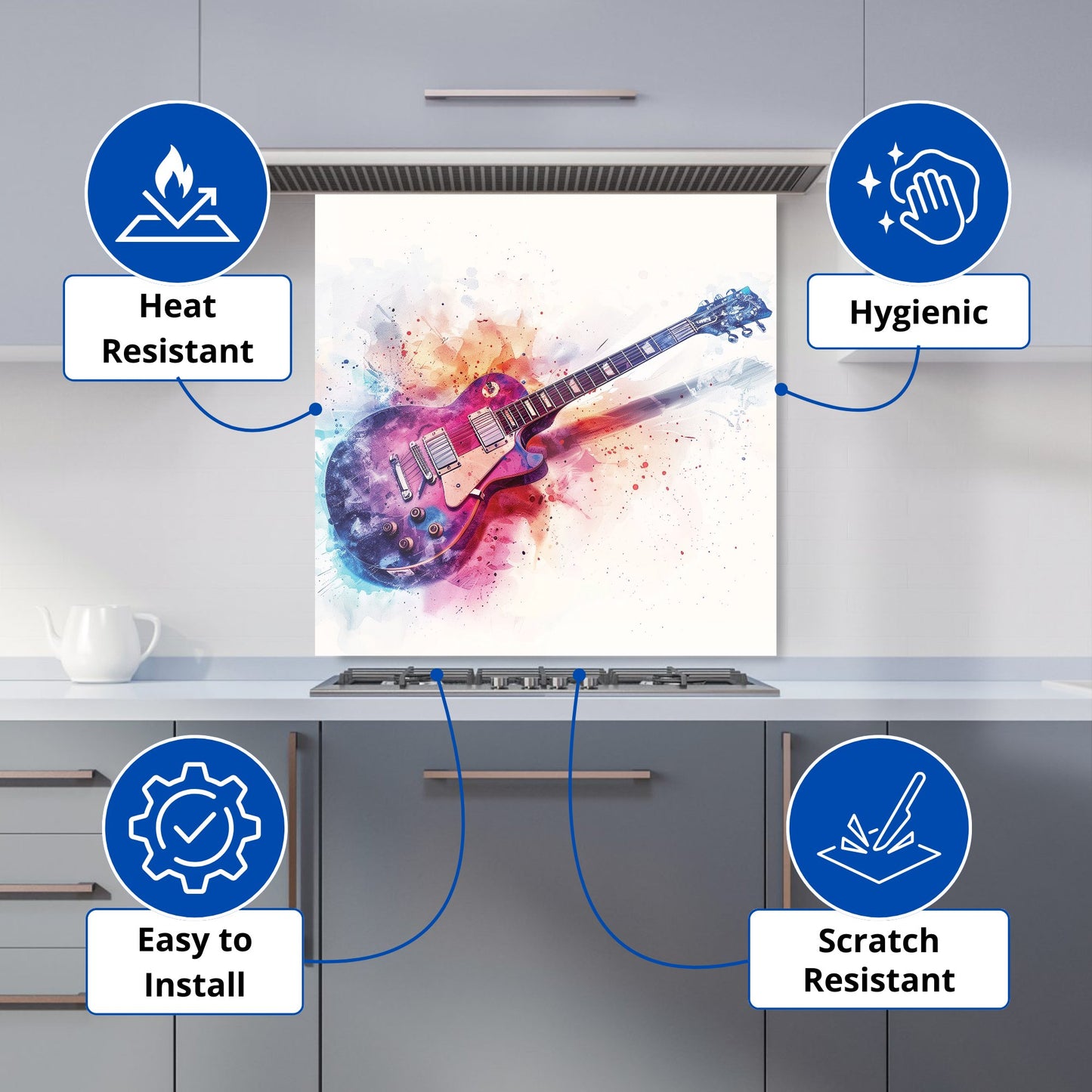 Cosmic Melody: Abstract Guitar Visions Kitchen Splashback