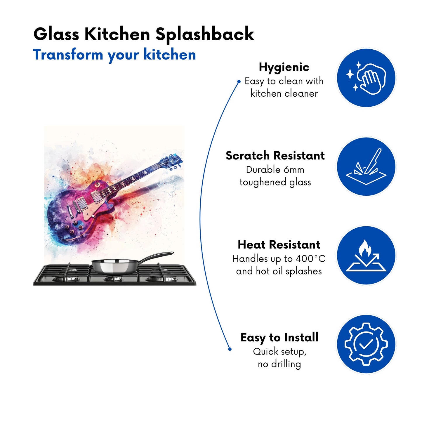 Cosmic Melody: Abstract Guitar Visions Kitchen Splashback