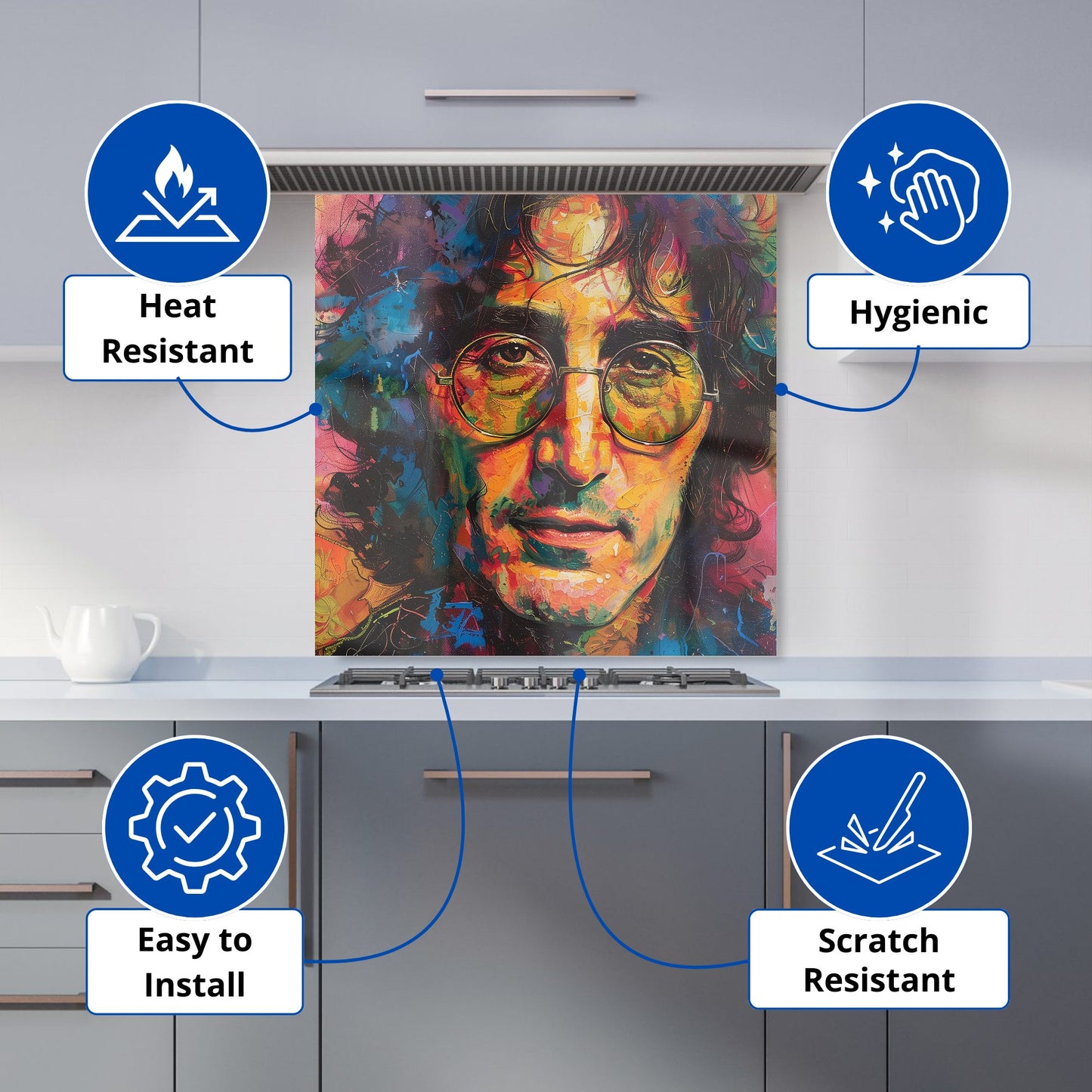 Psychedelic Portrait of Lennon Kitchen Splashback