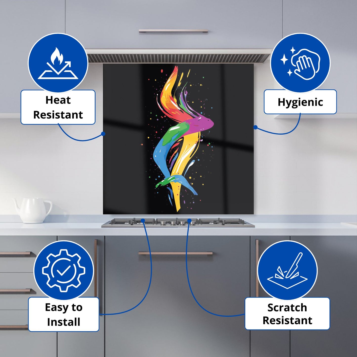 Vibrant Flow: Abstract Pride Fish Kitchen Splashback