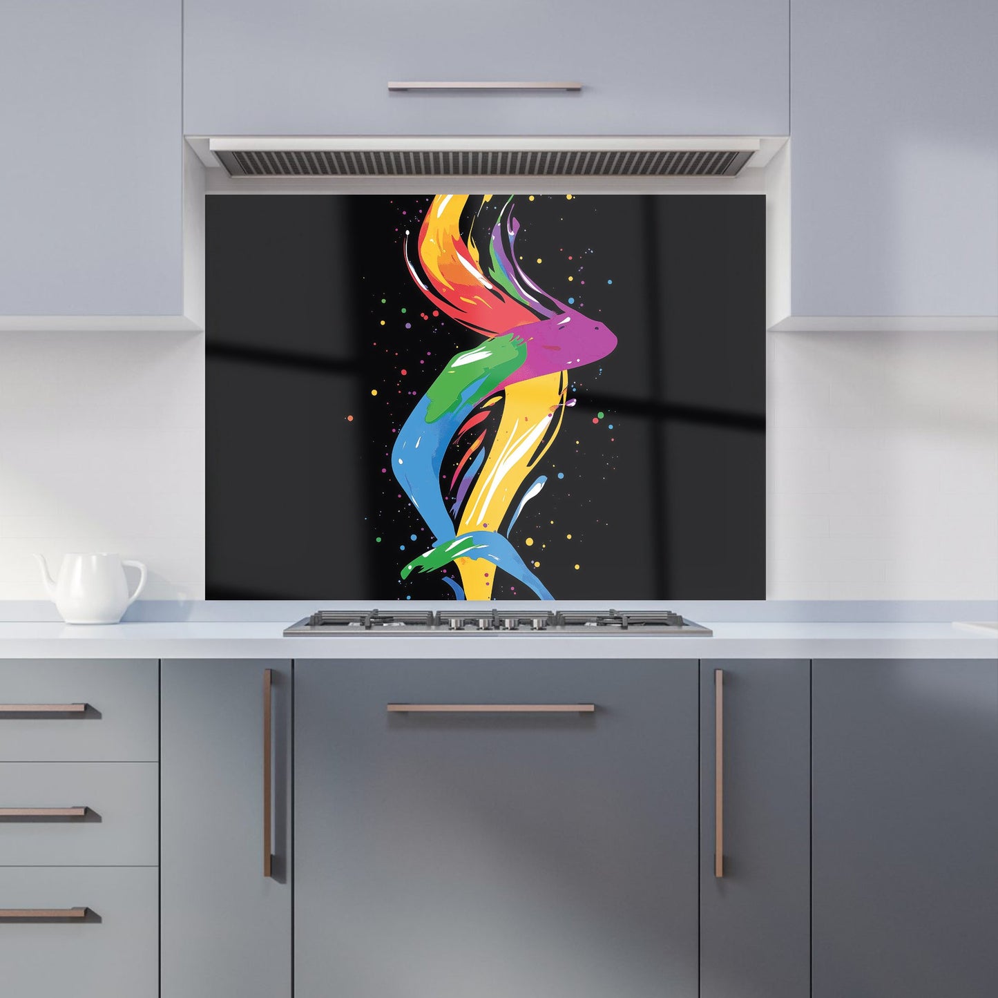 Vibrant Flow: Abstract Pride Fish Kitchen Splashback