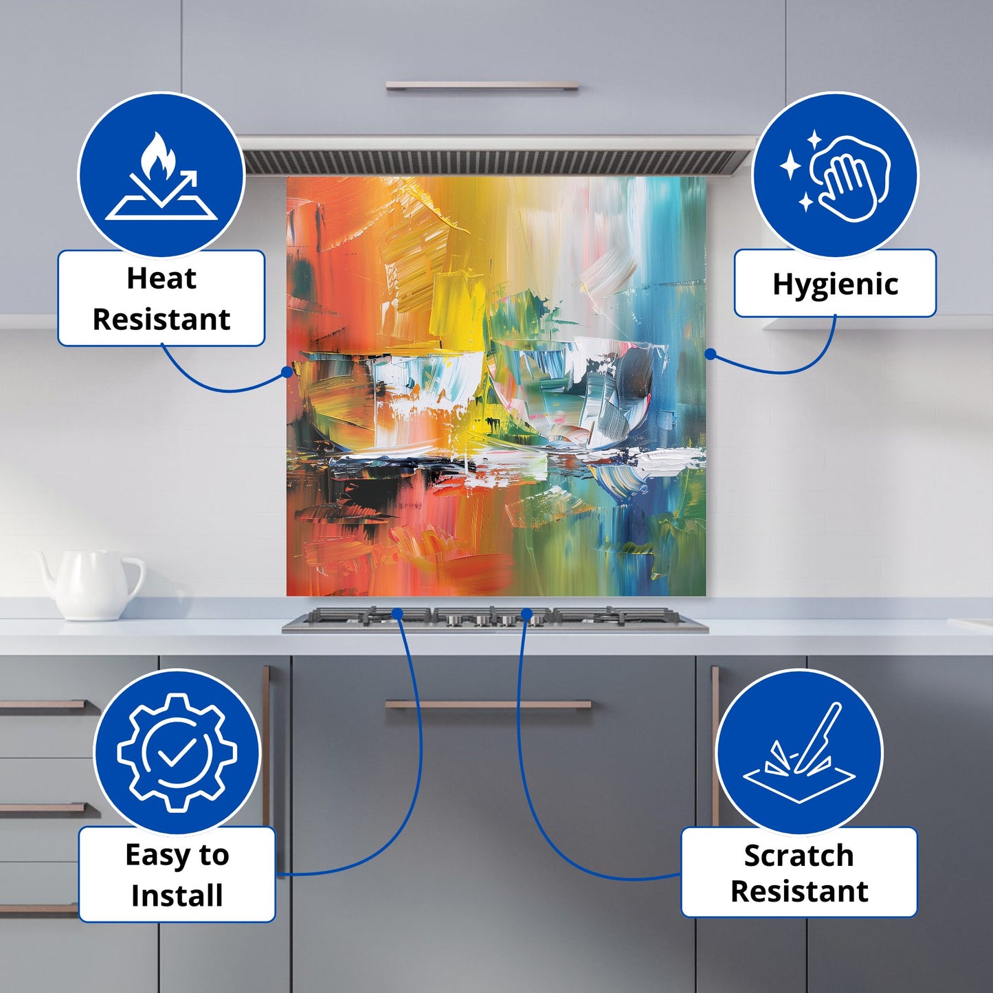 Impressionist's Palette: Colorful Abstraction Kitchen Splashback