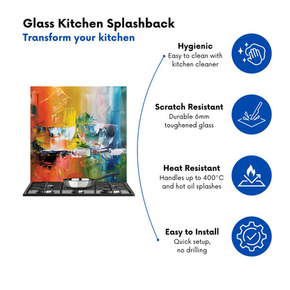 Impressionist's Palette: Colorful Abstraction Kitchen Splashback