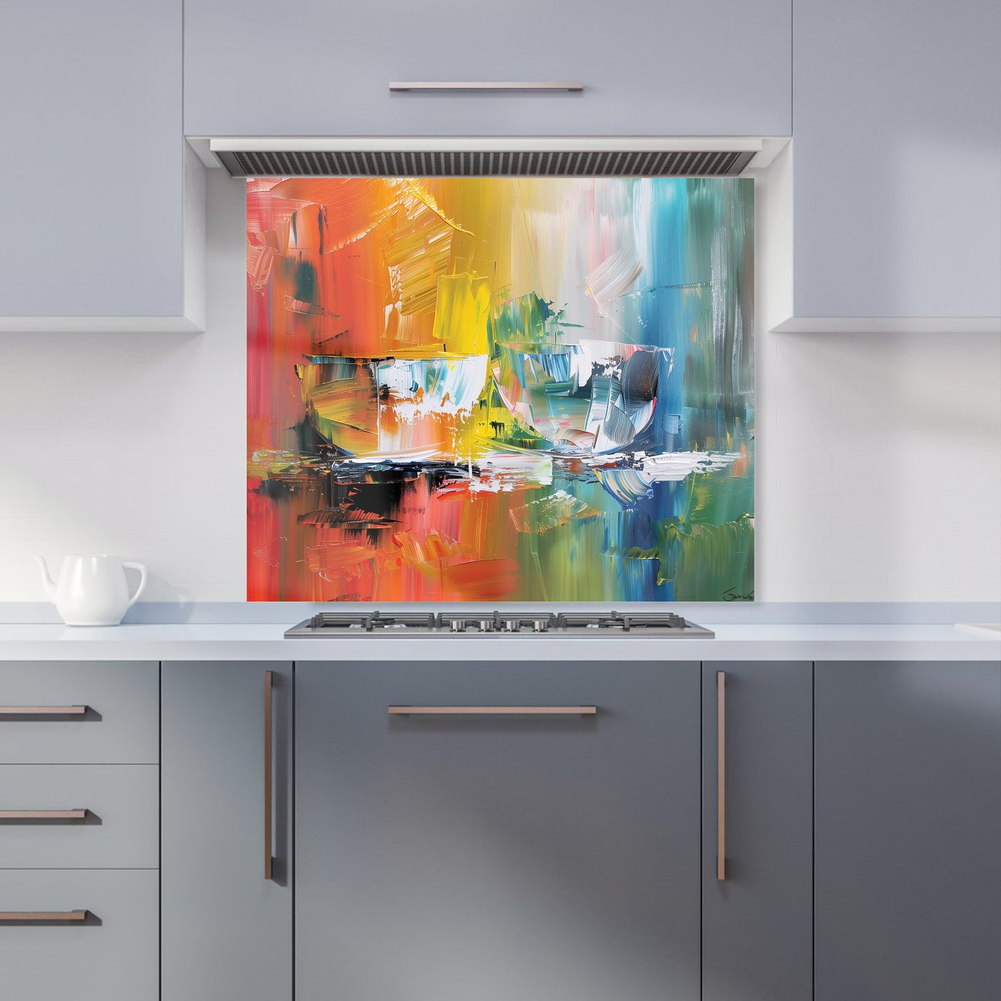 Impressionist's Palette: Colorful Abstraction Kitchen Splashback