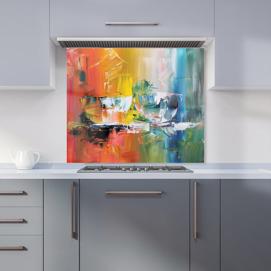 Impressionist's Palette: Colorful Abstraction Kitchen Splashback