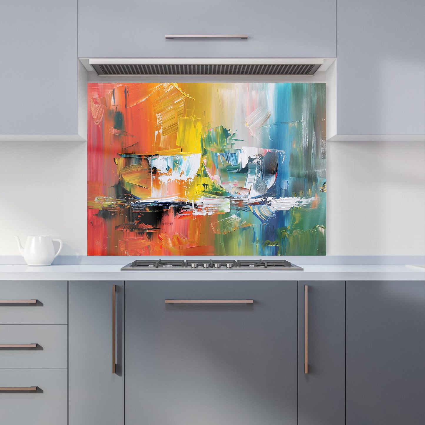 Impressionist's Palette: Colorful Abstraction Kitchen Splashback