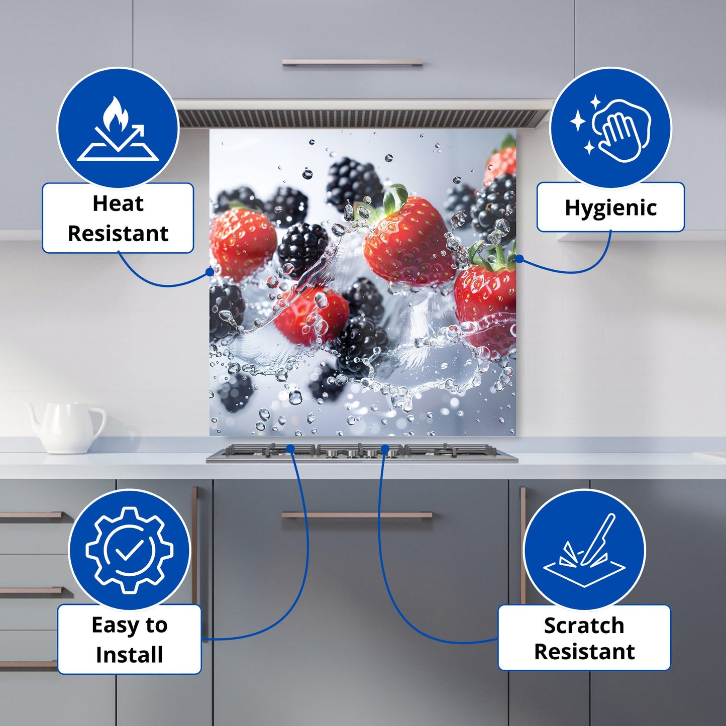 Splash of Freshness: Berries in Water Kitchen Splashback