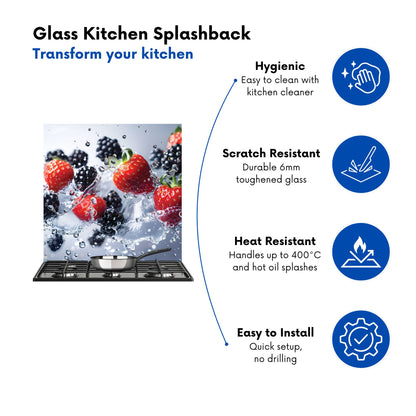 Splash of Freshness: Berries in Water Kitchen Splashback