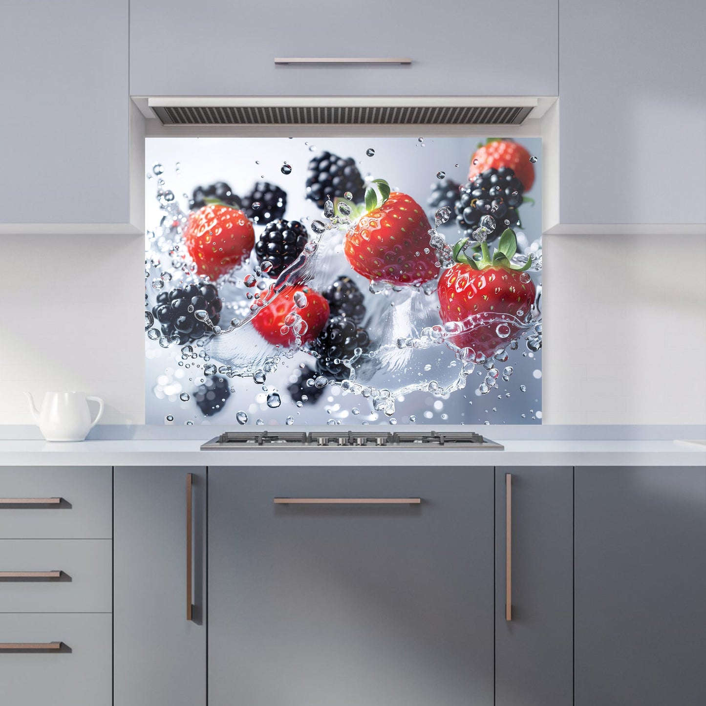 Splash of Freshness: Berries in Water Kitchen Splashback