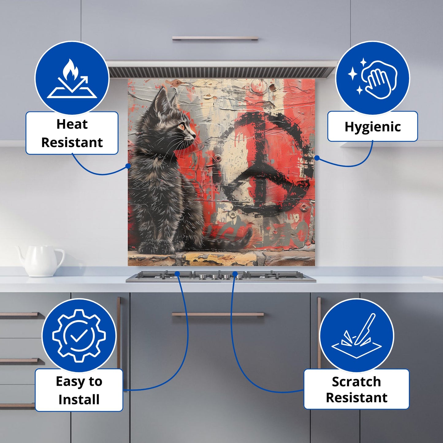 Urban Peace: A Banksy-Inspired Kitten Kitchen Splashback