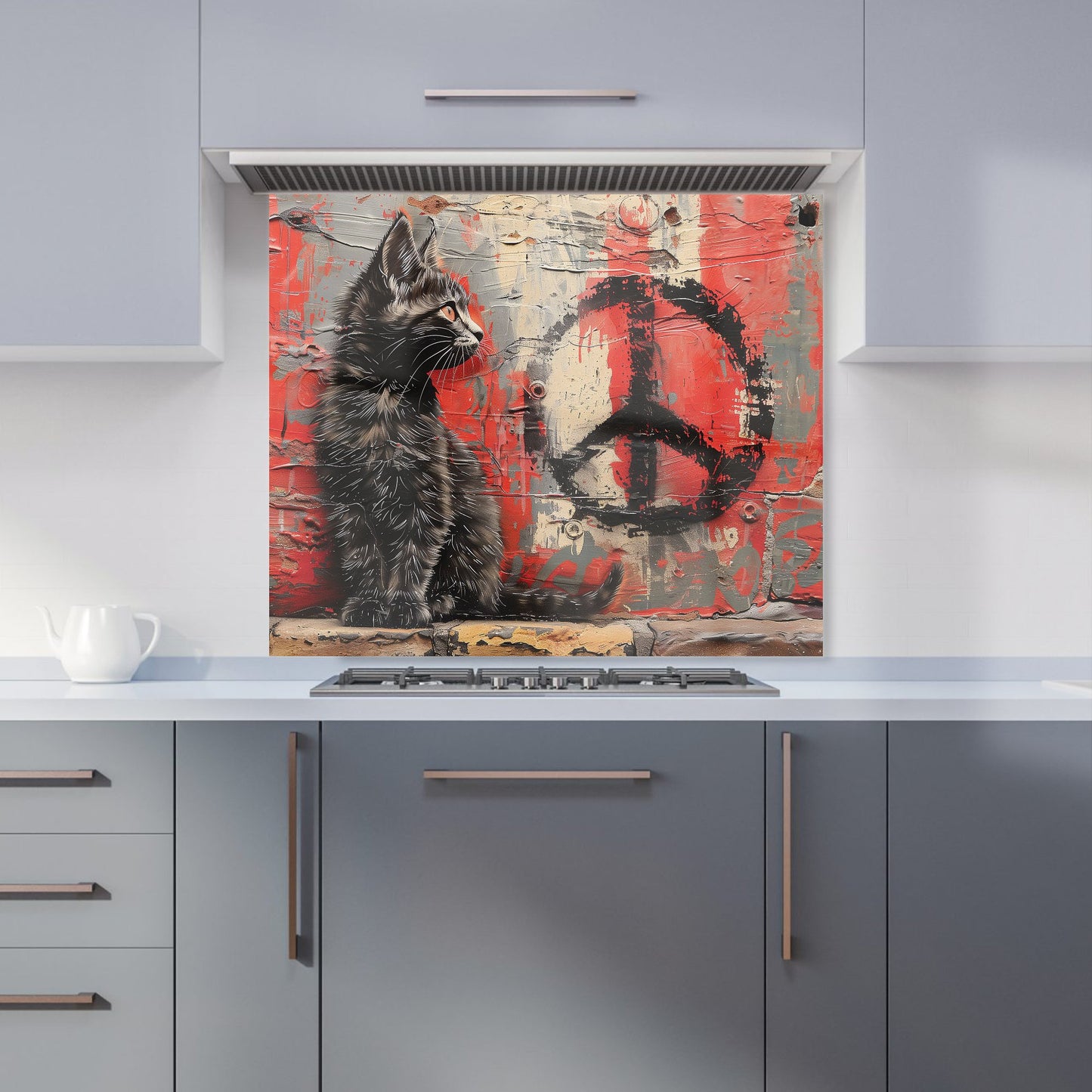 Urban Peace: A Banksy-Inspired Kitten Kitchen Splashback