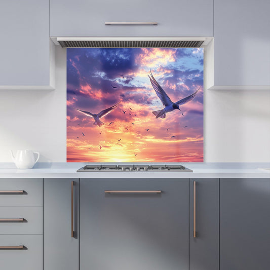 Dawn Flight: Swallows at Sunrise Kitchen Splashback