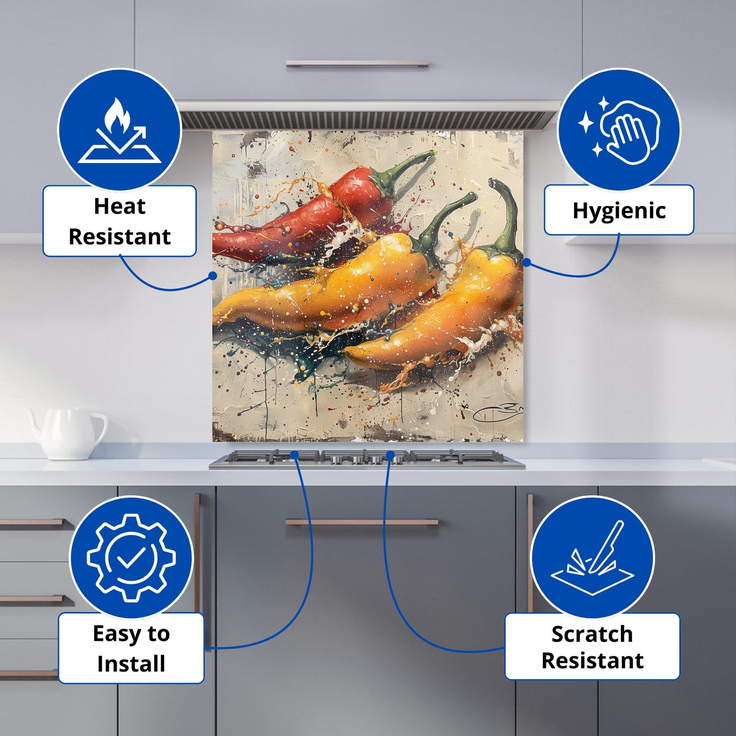 Vivid Burst: Pepper Splash Kitchen Splashback