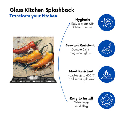 Vivid Burst: Pepper Splash Kitchen Splashback